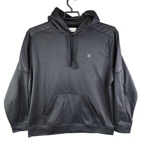 Mens Black Champion Powertrain Performance Hoodie Sweatshirt Long Sleeve Size XL